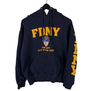 Vintage 2000s FDNY Fire Department of New York City Blue Hoodie Size L
